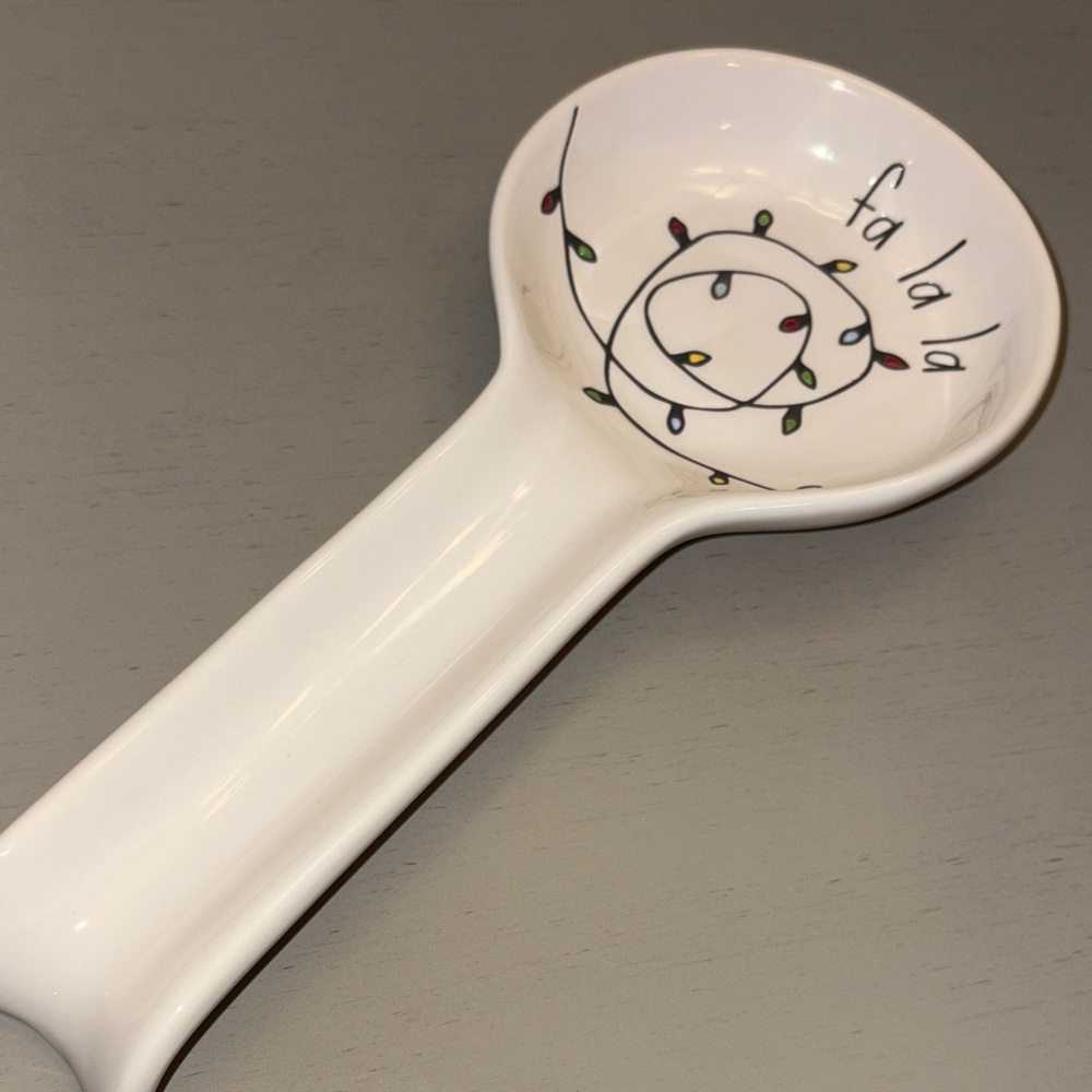 Rae Dunn Fa la la Spoon Rest with Holiday Lights